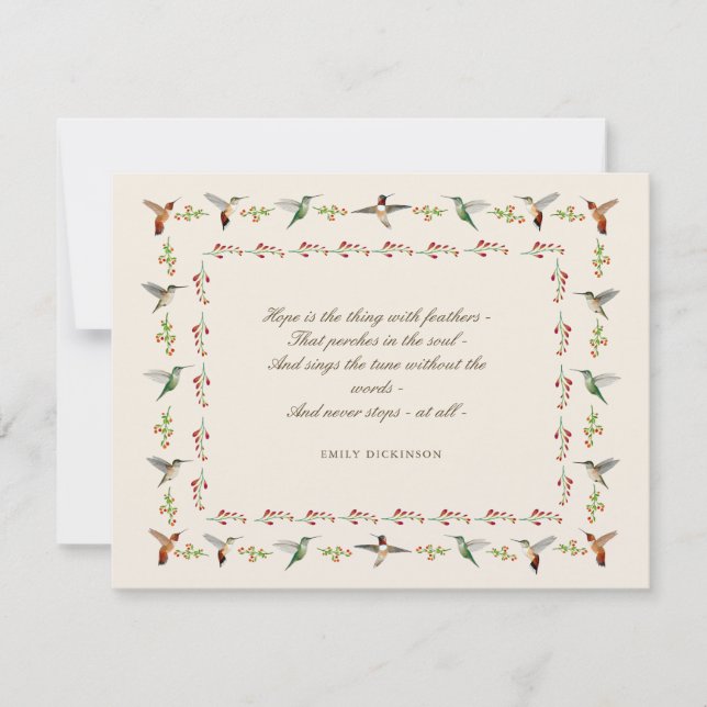 Cartão De Notas Hope Emily Dickinson (Frente)