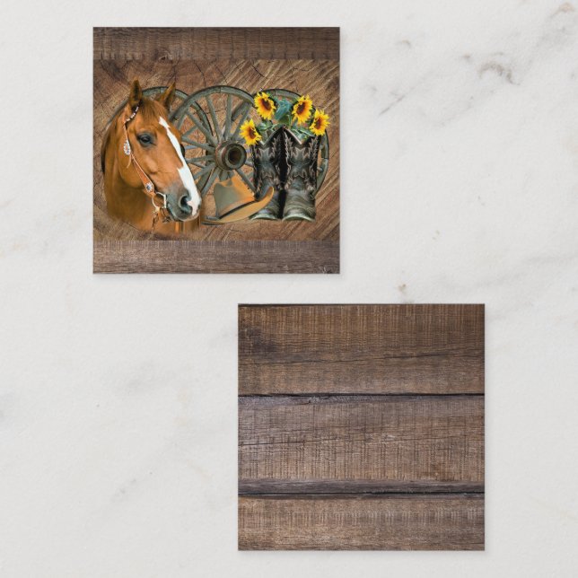 Cartão De Notas Horse Cowboy Boots Vagão Girassol Roda Sunflower W (Frente/Verso)