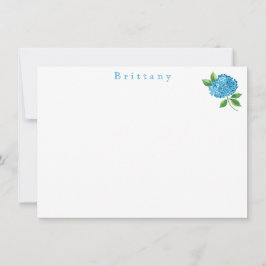 Cartão De Notas Hortênsia Floral Aquarela 
