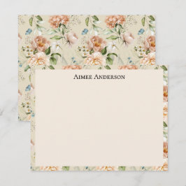 Cartão De Notas Hortênsias Elegantes Peônias Padrão Floral Quadro