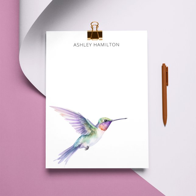 Cartão De Notas Hummingbird Personalizado Aquarela (Criador carregado)