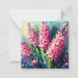 Cartão De Notas Hyacintos Rosa Flores Florais Obrigado-você