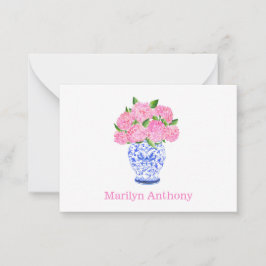 Cartão De Notas Hydrangea Chinoiserie de Cor da Água