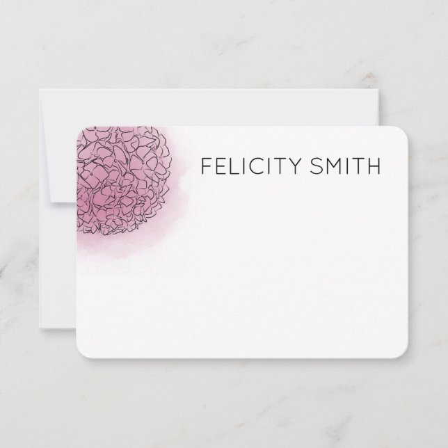 Cartão De Notas Hydrangea Elegante Papel Personalizado Rosa (Frente)