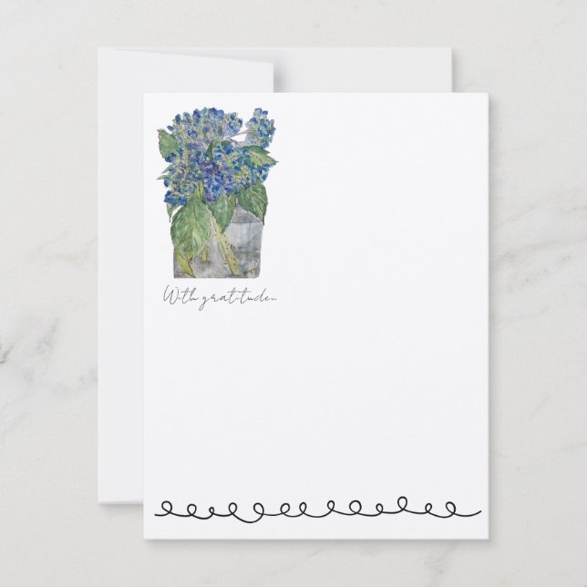 Cartão De Notas Hydrangeas in Water Flat Notecards (10) (Frente)