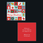 Cartão De Notas Ícones agradáveis do Natal Retron Winter<br><div class="desc">Cartões de natal Feliz Natal Retro Inverno Ícones de Natal Cartões de Natal Cartões de Natal Apresentam o texto "Feliz Natal" na tipografia vermelha moderna, acentuada com ícones de Natal como rena, árvore, estocagem, sinos, bonecos, bonecos de neve, presente, coroa, véu, cana-de-açúcar, pão-doce, anjo e muito mais. Adicione sua saudação...</div>