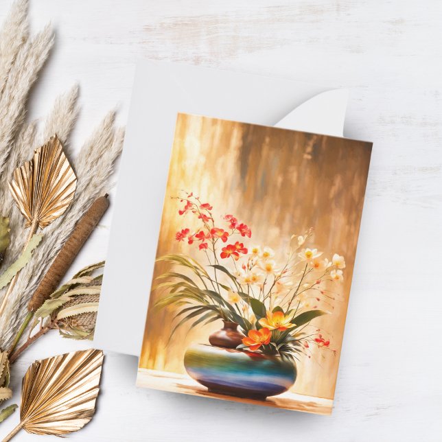Cartão De Notas Ikebana do Convênio de Flor Japonês (Send elegance with this beautifully crafted Ikebana flower arrangement note card.)