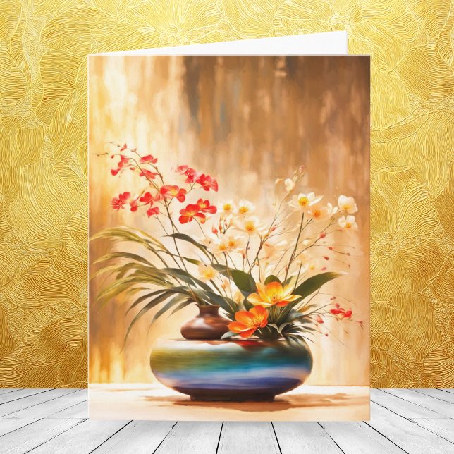 Cartão De Notas Ikebana do Convênio de Flor Japonês (Perfect for any occasion, this Ikebana note card adds a touch of elegance to your heartfelt messages)