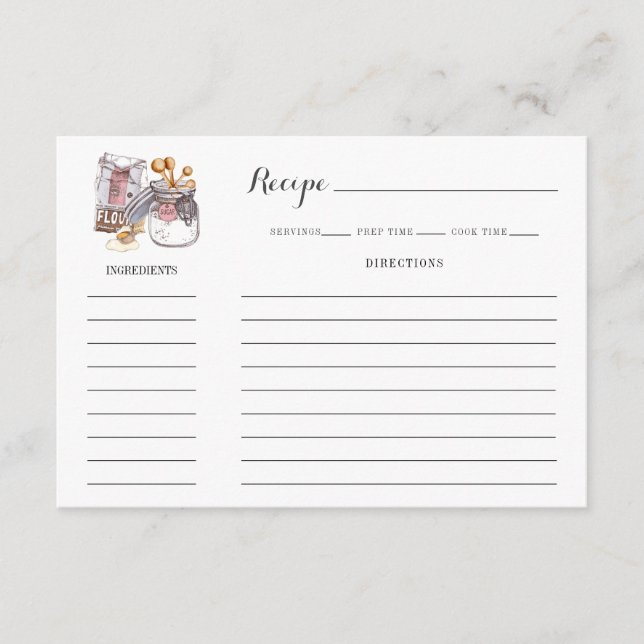 Cartão De Notas Illustrated Kitchen Recipe Card Template (Frente)