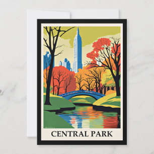 Cartão De Notas Ilustração colorida do Central Park