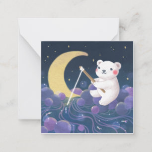 Cartão De Notas Ilustração da Fantasia do Sonho do Urso Polar