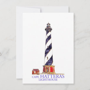 Cartão De Notas Ilustração de Aquarela Farol Cape Hatteras