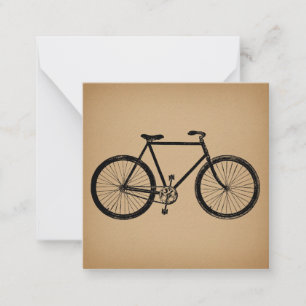 Cartão De Notas Ilustração de Bicicleta Ciclo Castanho Vintage