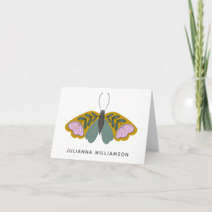 Cartão De Notas Ilustração de Borboleta Floral Cuta Personalizada