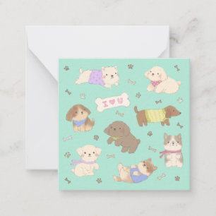 Cartão De Notas Ilustração de Cachorrinhos Eu Te Amo