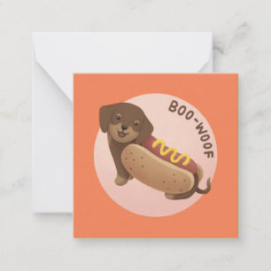 Cartão De Notas Ilustração de Halloween: Boo-Woof (Dachshund)