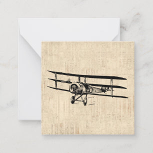 Cartão De Notas Ilustração de Plano Antiquado Antigo do Avião Vint