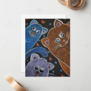 Cartão De Notas Ilustração de três gatos