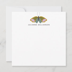 Cartão De Notas Ilustração Personalizada de Borboleta Floral Boho