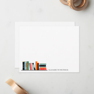 Cartão De Notas Ilustração Personalizada de Estante de Livros Eleg