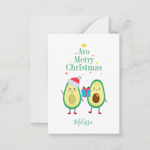 Cartão De Notas Ilustração personalizada do Avocado Feliz Natal