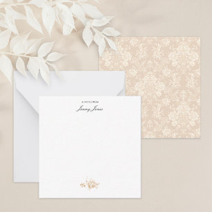 Cartão De Notas Imagem Romântica Chic Floral Damask-Cream