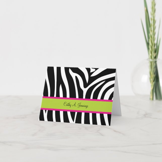 Cartão De Notas Impressão da zebra (Frente)
