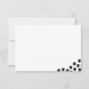 Cartão De Notas Impressões de Pata de Cachorro Preto