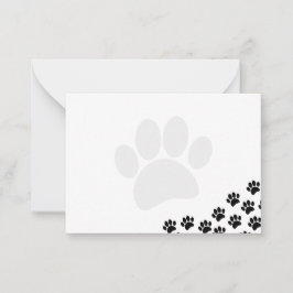 Cartão De Notas Impressões de Pata de Cachorro Preto Canino