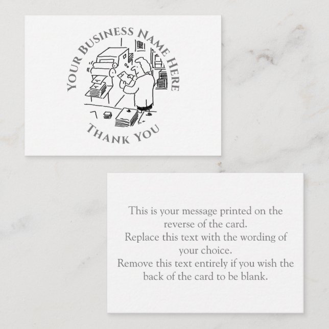 Cartão De Notas Impressoras - Obrigado - Nota (Frente/Verso)