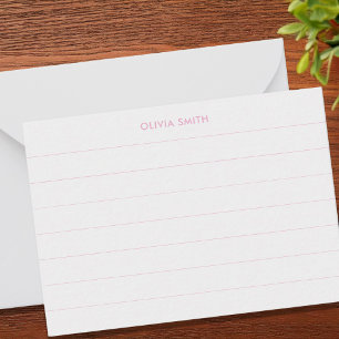 Cartão De Notas Índice de Monograma Moderno Rosa Minimalista