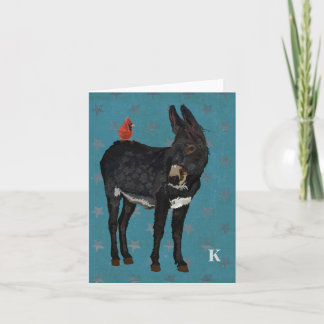 Cartão De Notas INDIGO DONKEY E CARDINA Monograma Notecard