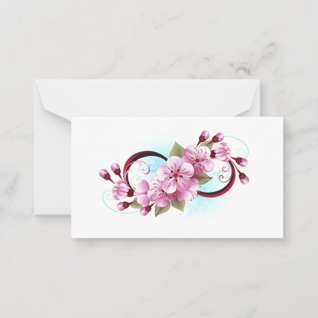 Cartão De Notas Infinidade com Flores de Flor Sakura (Frente)