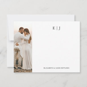 Cartão De Notas Iniciais de Casal Monograma com Foto Personalizada