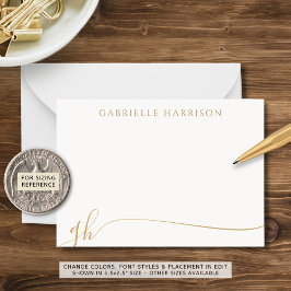 Cartão De Notas Iniciais de Monograma de Script Elegante Moderno D