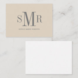Cartão De Notas Iniciais de monograma moderno de três letras nome