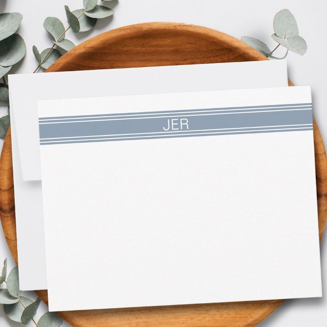 Cartão De Notas Iniciais de Nome do Monograma Personalizado Dusty  (Dusty Blue Personalized Monogram Name Initials Note Card)