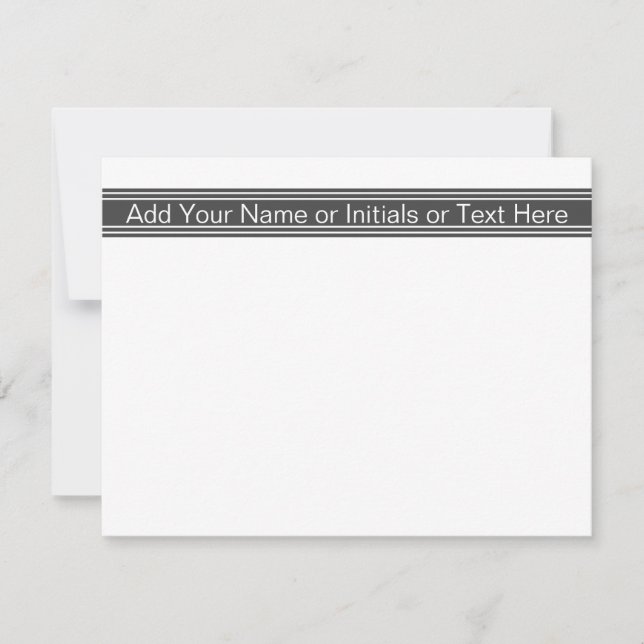 Cartão De Notas Iniciais de Nomes Personalizados de Cinzas Escuras (Frente)