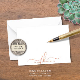 Cartão De Notas Iniciais de Script do Monograma Moderno Terracotta