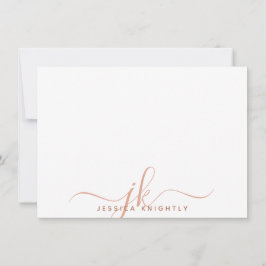 Cartão De Notas Iniciais de Script do Monograma Moderno Terracotta