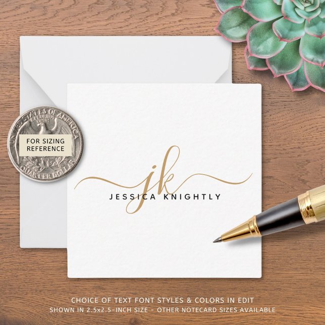 Cartão De Notas Iniciais de Script Elegante de Monograma Moderno D (Criador carregado)