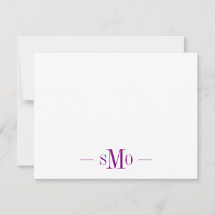 Cartão De Notas Iniciais do Elegante Chic Purple Monogramas 3