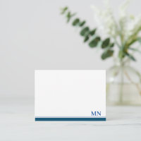 Iniciais Elegantes Borda Azul do Marinho Monograma