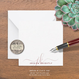 Cartão De Notas Iniciais Mínimos de Monograma de Script Moderno Bu