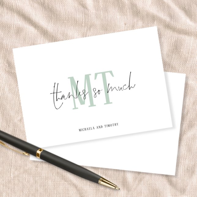 Cartão De Notas Iniciais Monogramas Nomes Obrigados de Casamento S (Criador carregado)