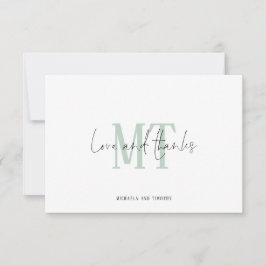 Cartão De Notas Iniciais Monogramas Nomes Sage Casamento Obrigado