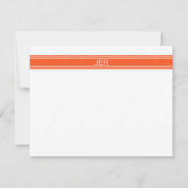 Cartão De Notas Inicial de Nome Monogramada Laranja e Branco