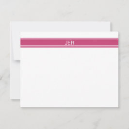 Cartão De Notas Inicial do Nome com Monograma Personalizado Rosa V