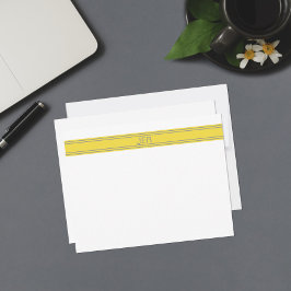 Cartão De Notas Inicial do Nome Monograma Personalizado Amarelo e 
