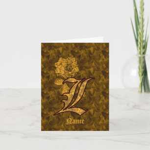 Cartão De Notas Inicial Monograma Elegante L Dourado Peônia Person
